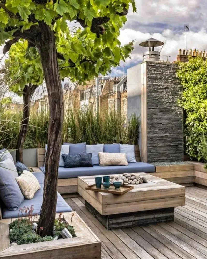 deco terrasse moderne bleu bois