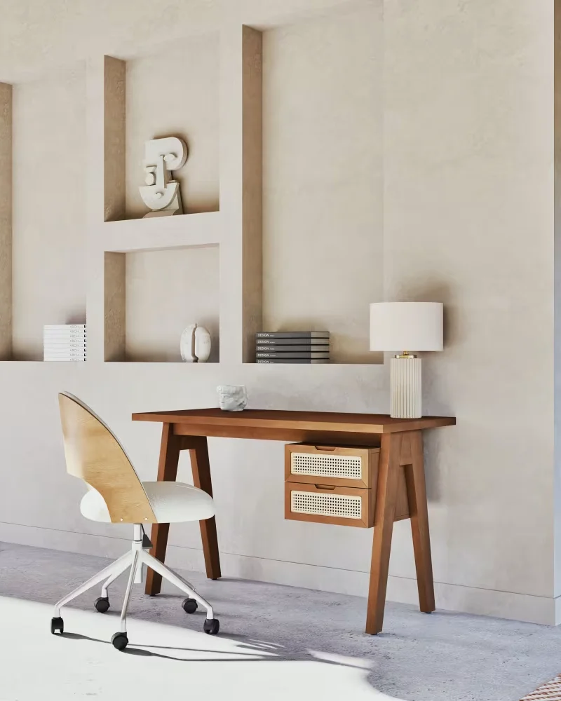 Bureau en cannage et bois foncé Maisons du Monde