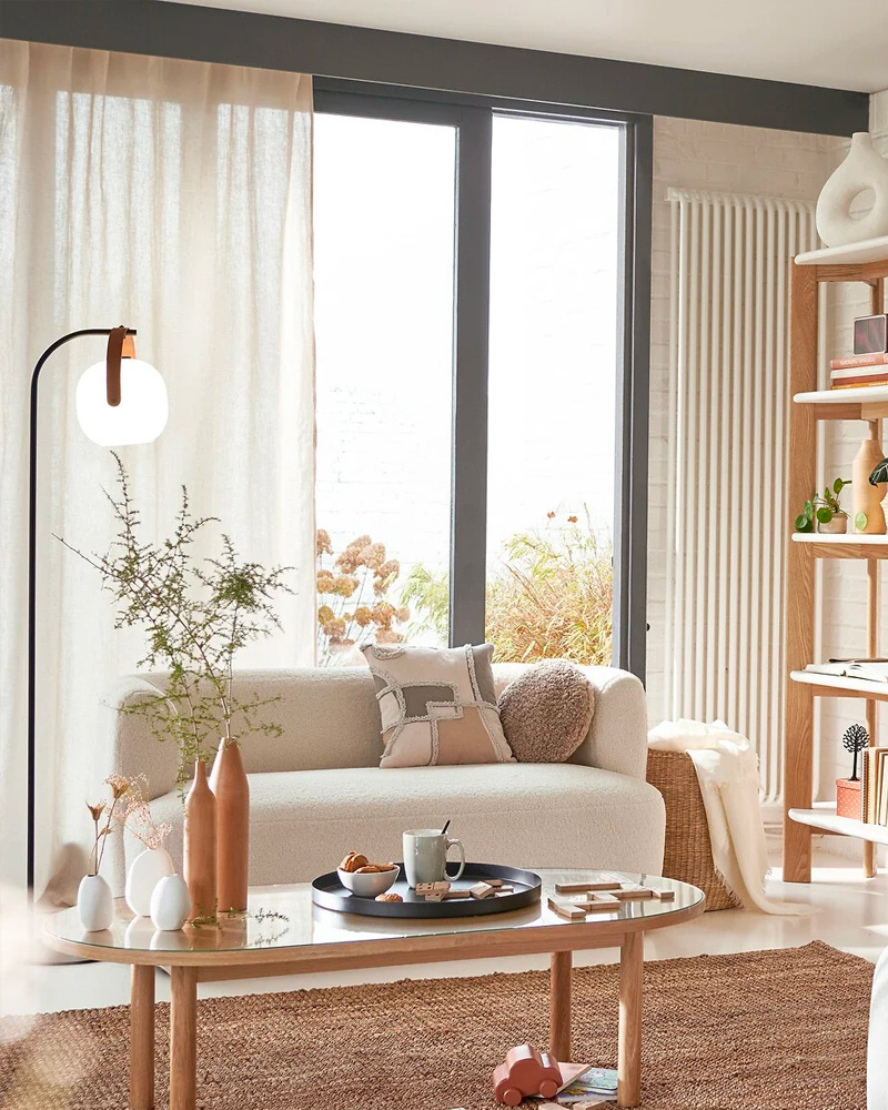canape bouclette beige