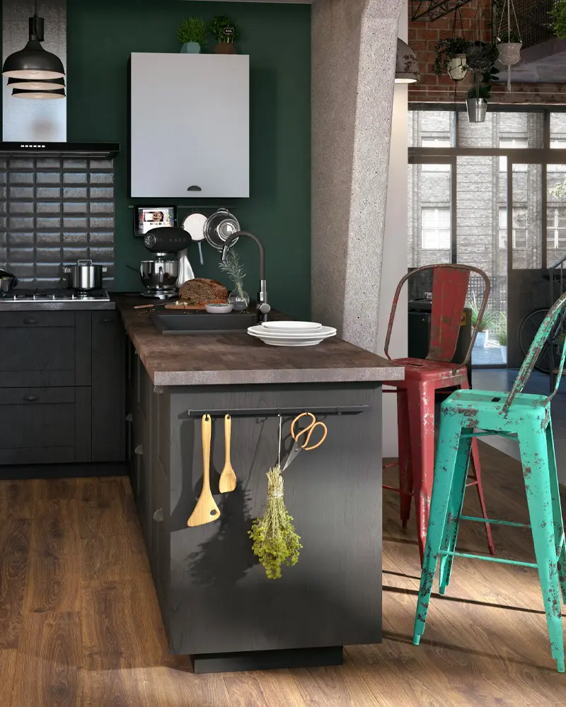 deco cuisine bois sombre