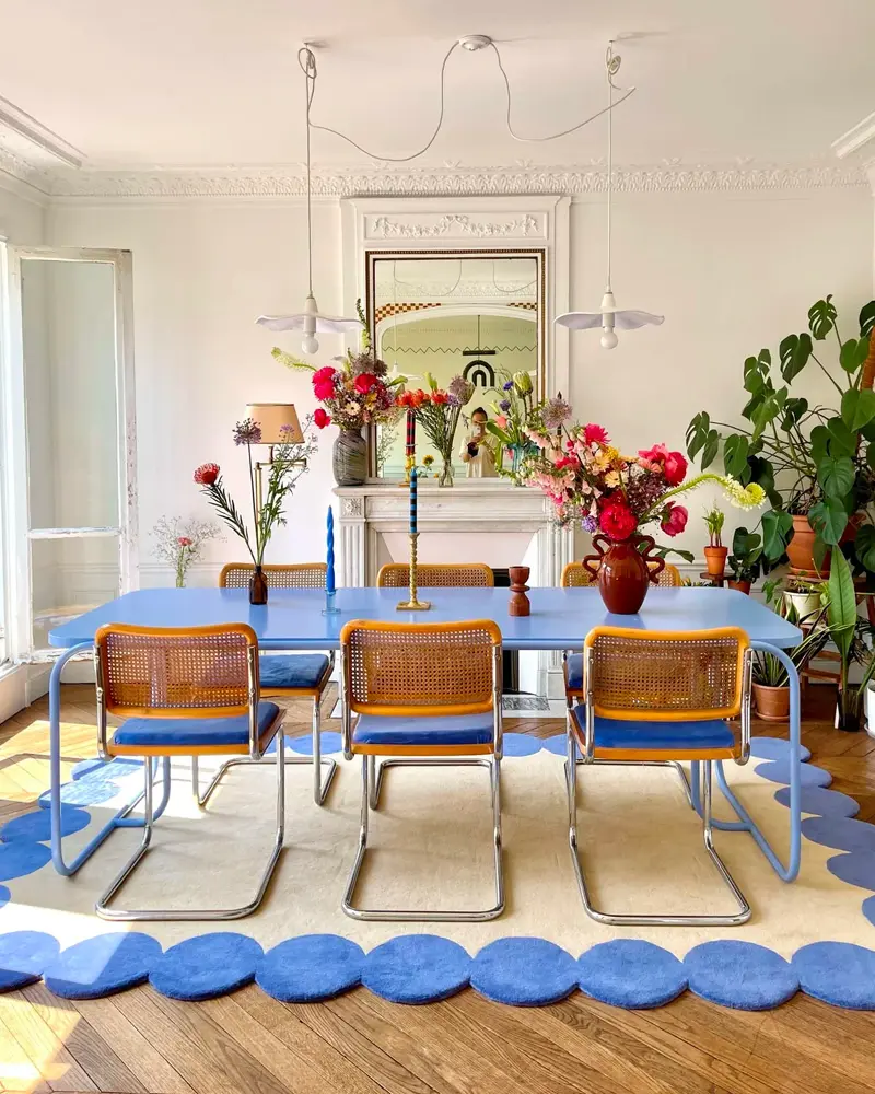 deco salle a manger moderne bleu