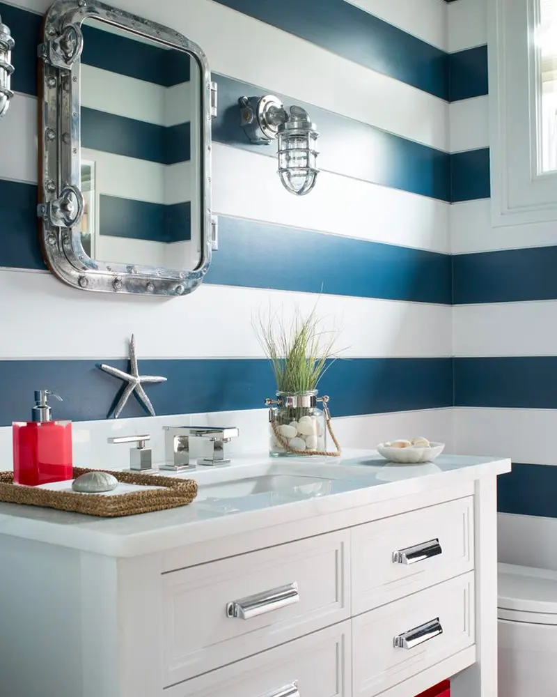 deco salle de bain bord de mer miroir nickel