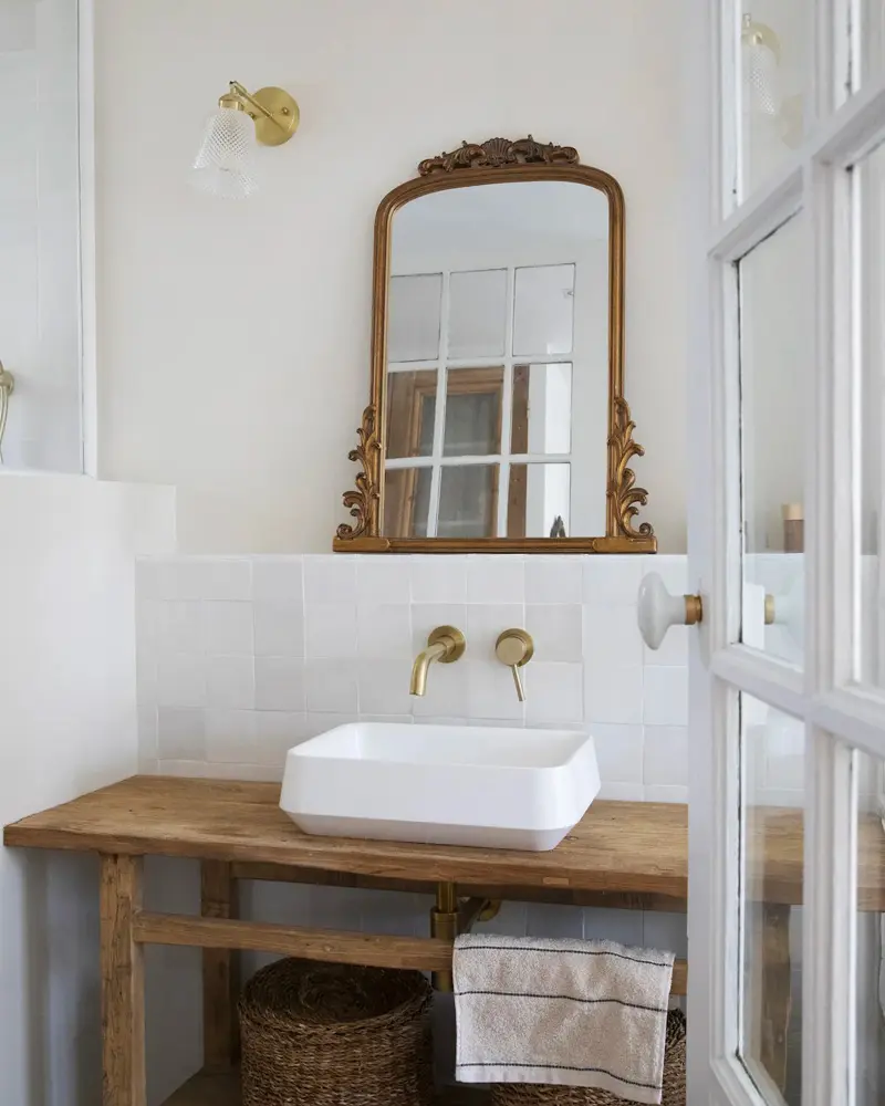 deco salle de bain campagne bois dore