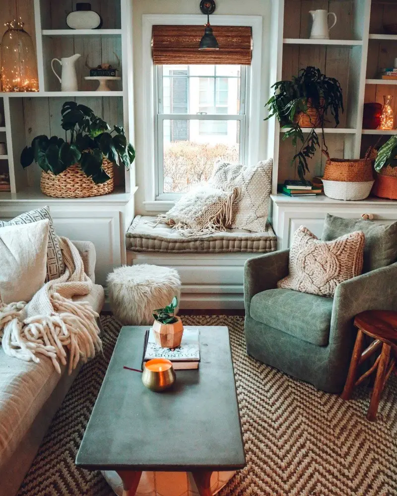 deco salon campagne vert