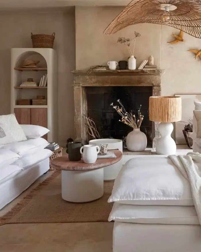 lampe ceramique blanche raphia