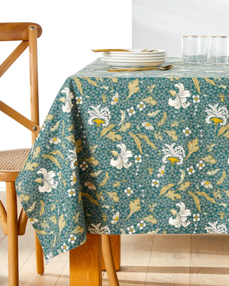 nappe verte motif floral