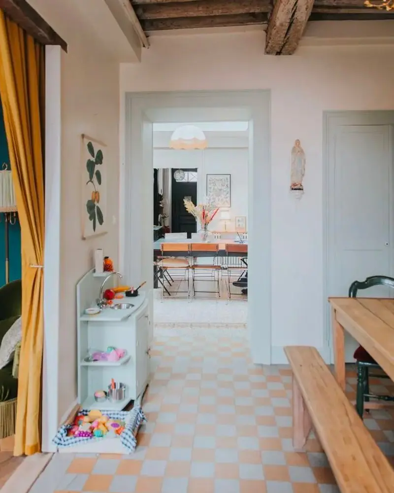 sol ancien damier deco salle a manger