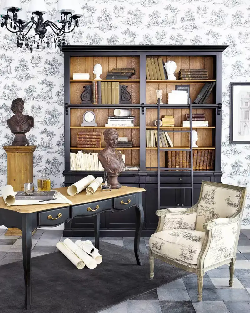 bibliotheque chic noir bois