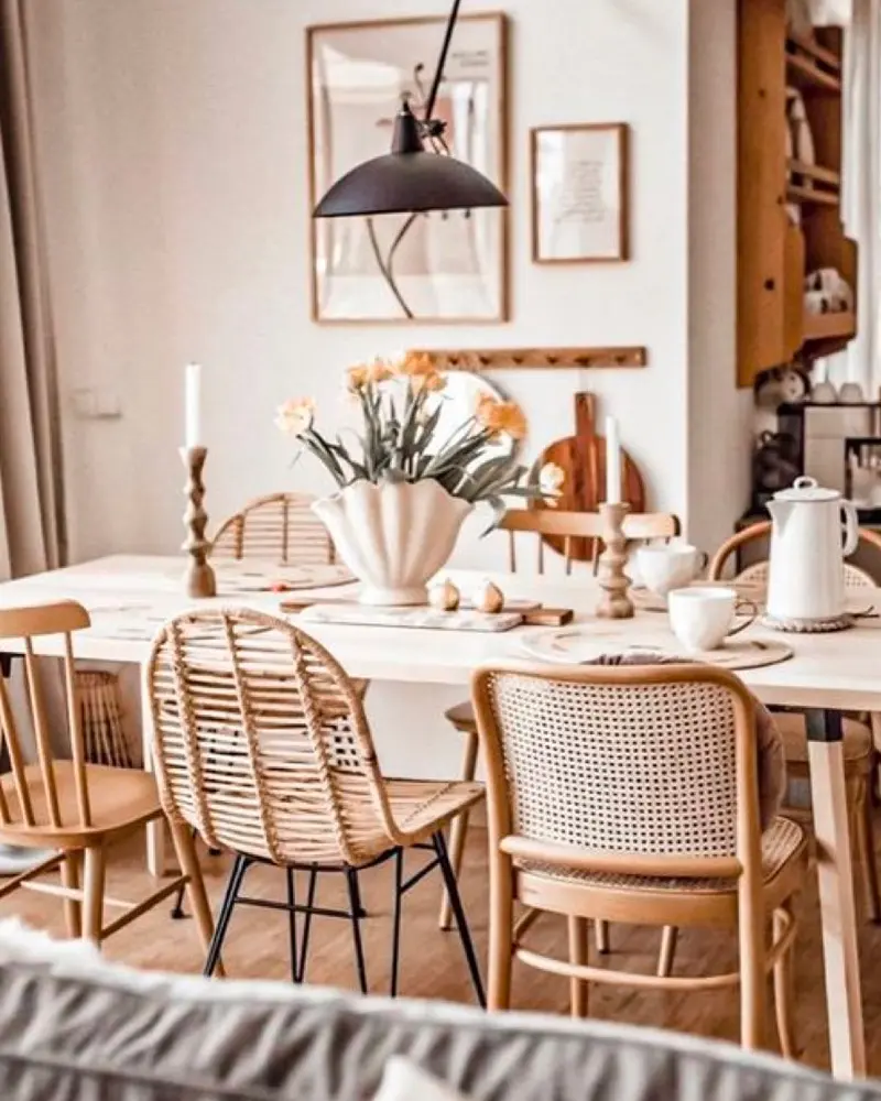 chaise cannage deco salle a manger