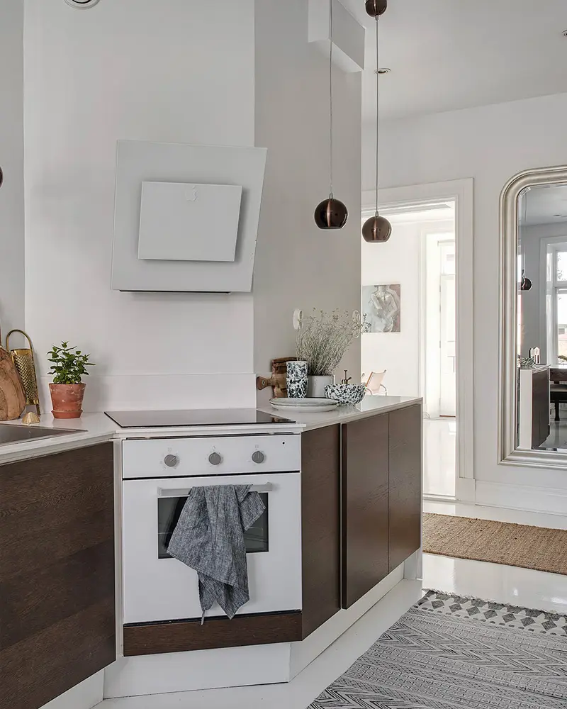 deco appartement blanc papier peint cuisine
