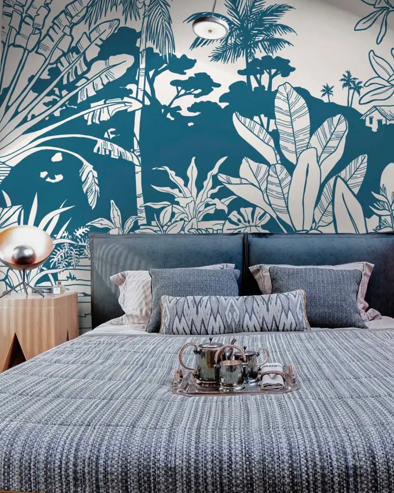 deco chambre tropicale bleue