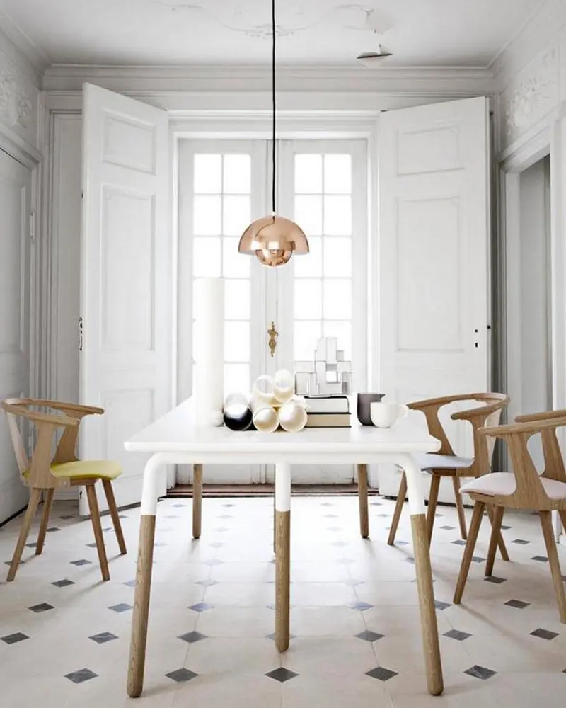 deco salle a manger suspension flowerpot dore