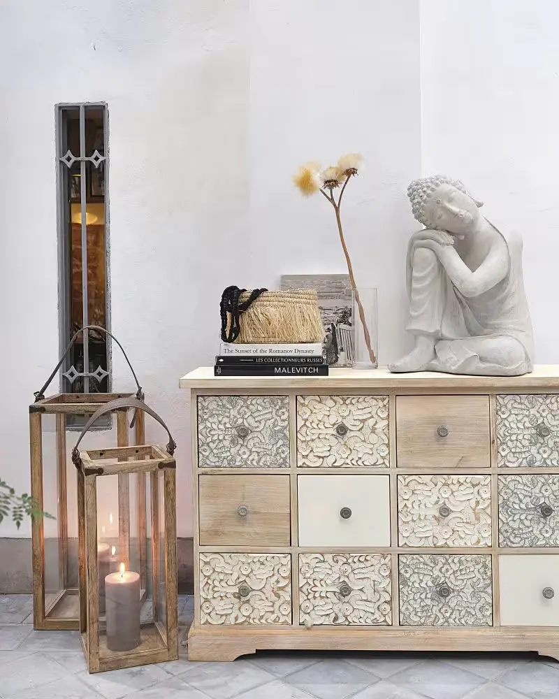lanterne bois cuir