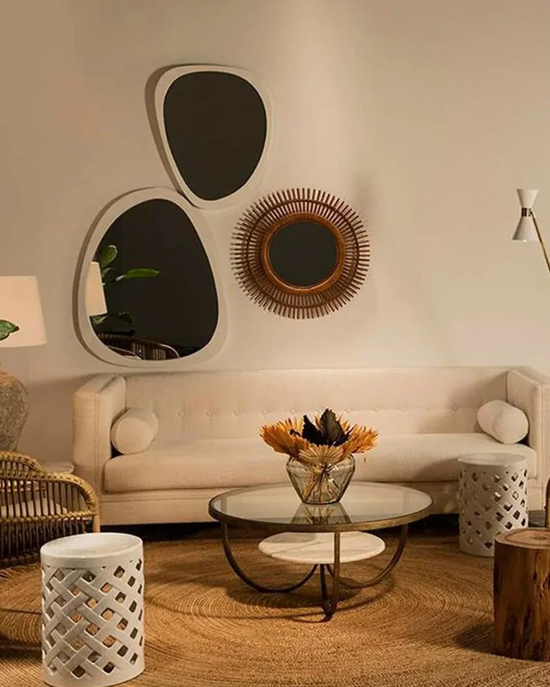 Miroir organique bois blanc Westwing