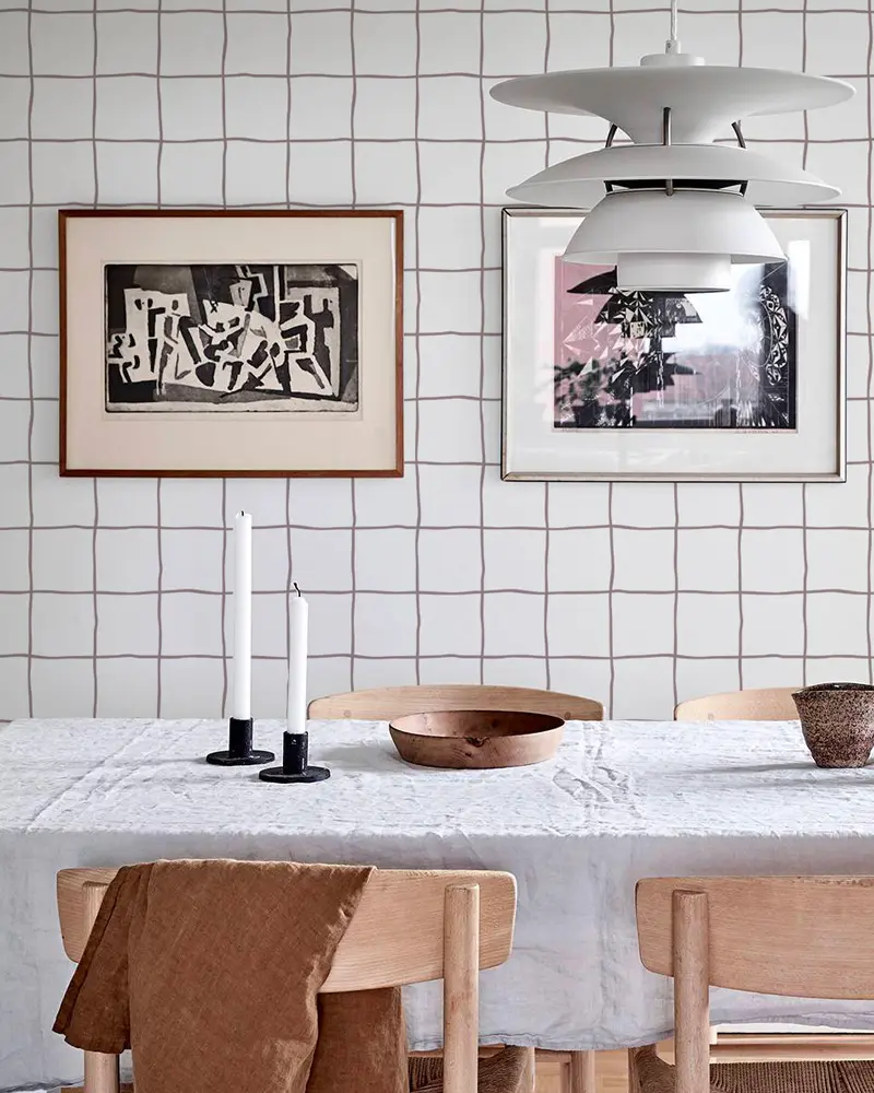 papier peint graphique deco salle a manger scandinave