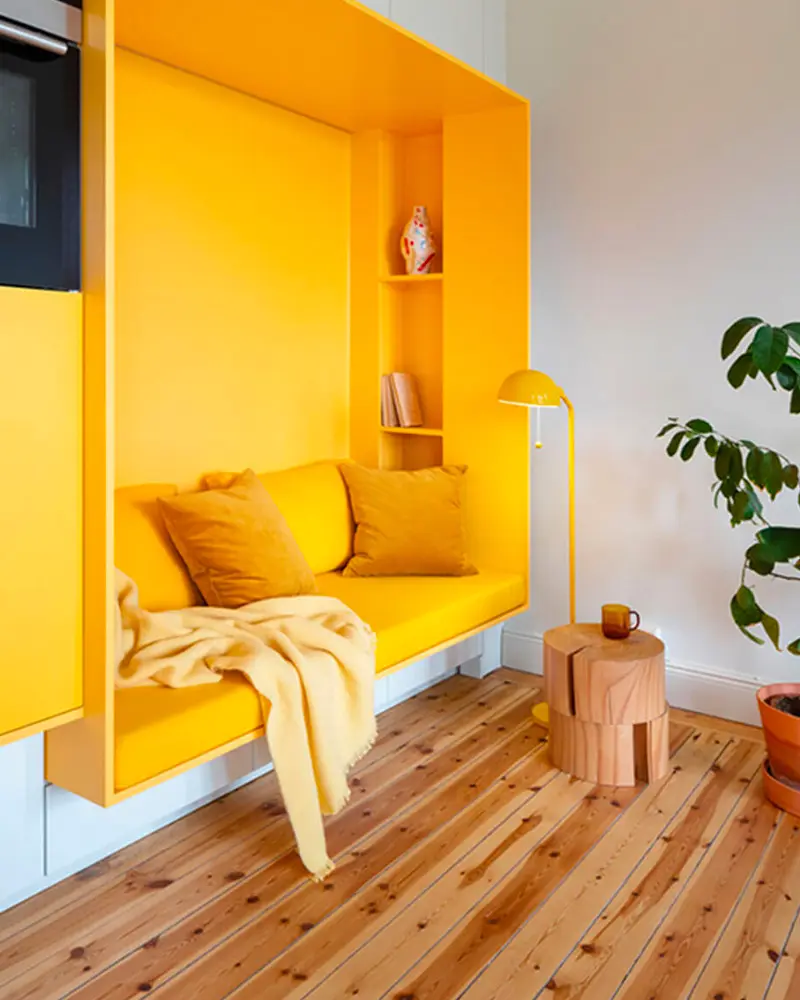 banquette jaune deco salon