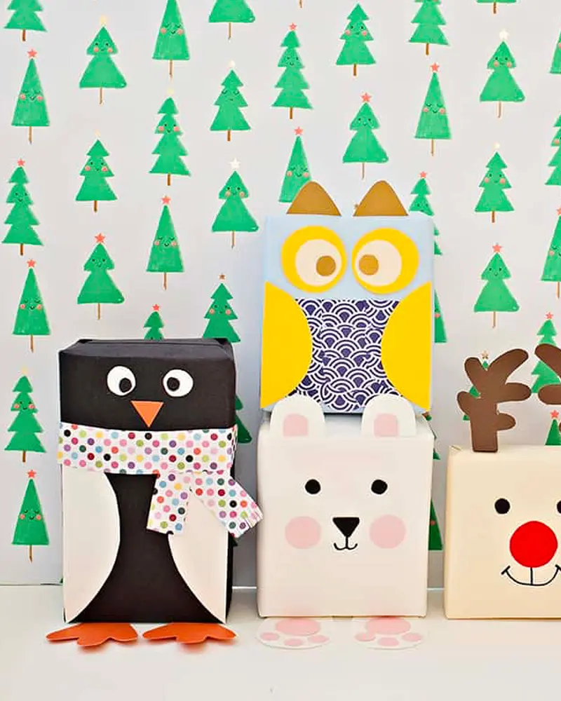 boite cadeau animaux noel diy