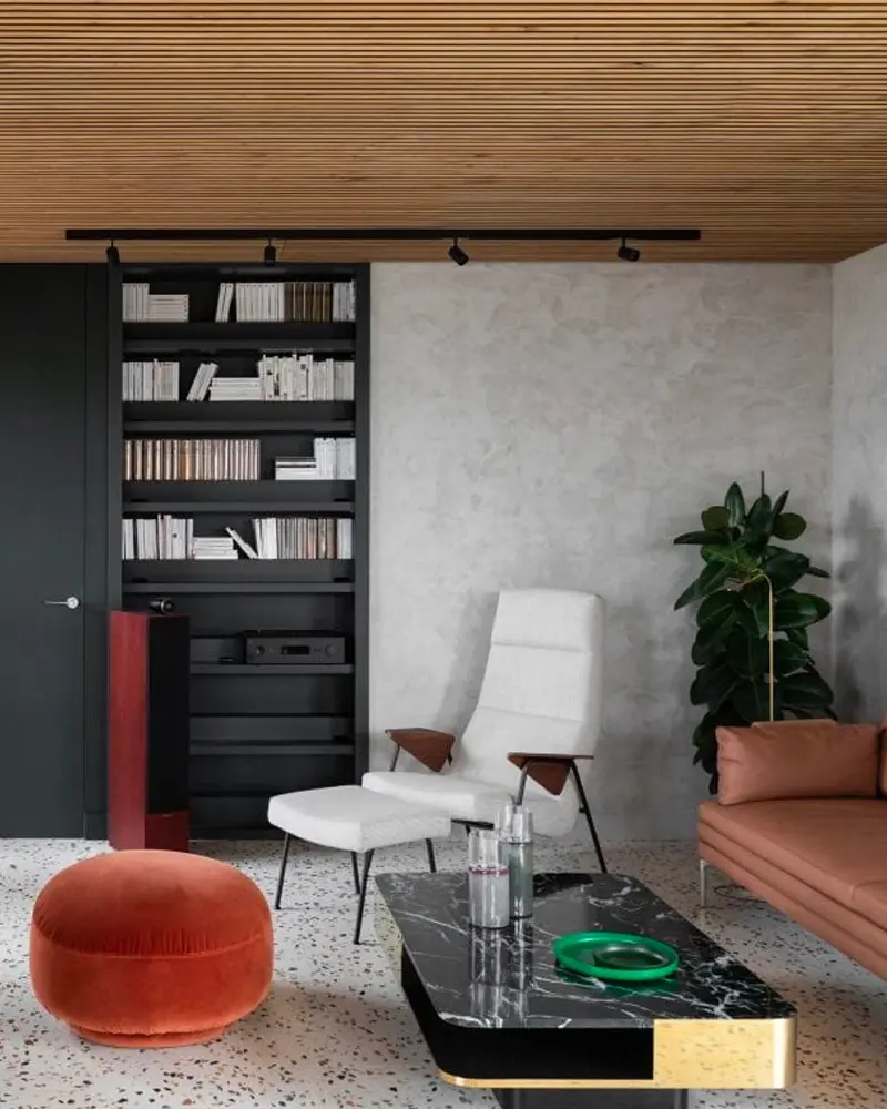 deco appartement moderne marbre bois salon