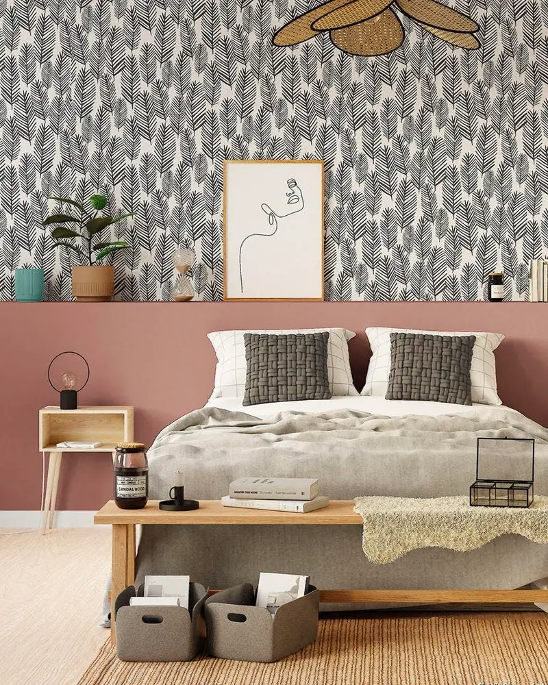 deco chambre cosy papier peint noir blanc
