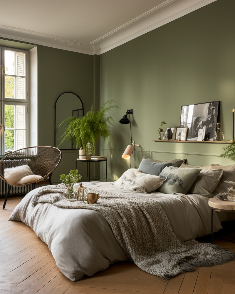 deco chambre vert sauge gris