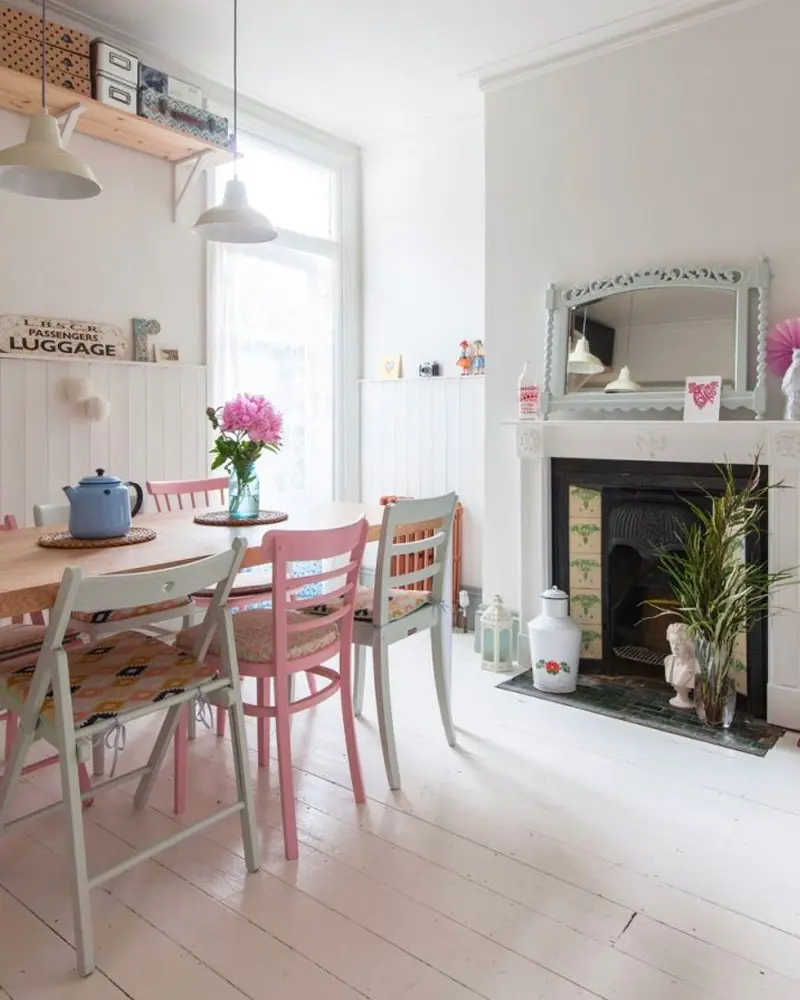 deco maison campagne rose salle a manger