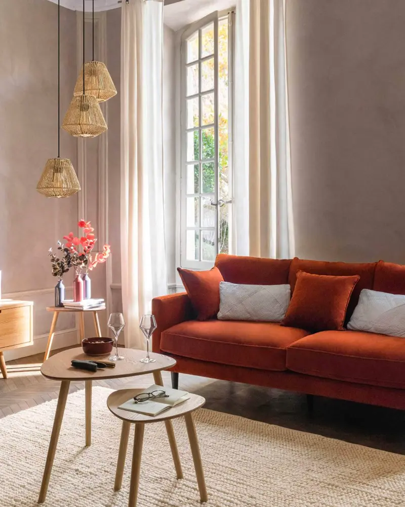 deco salon canape orange