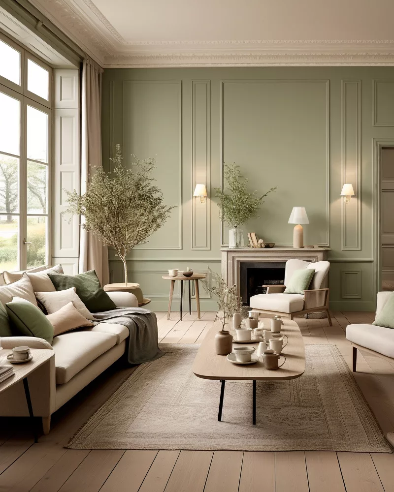 deco salon chic vert sauge