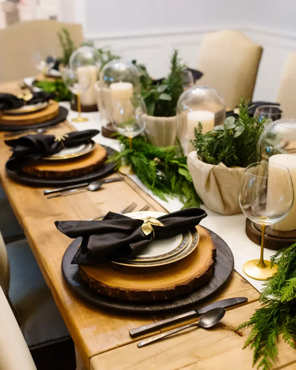 deco table noel nature noir dore