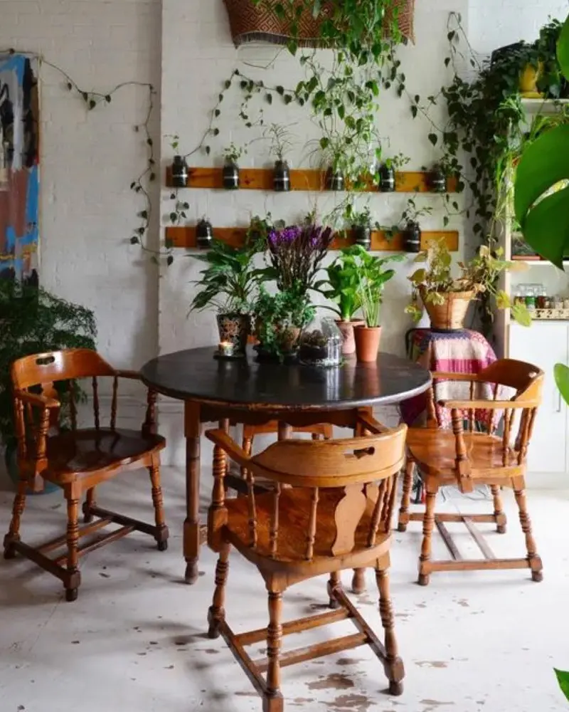 deco table salle a manger plantes