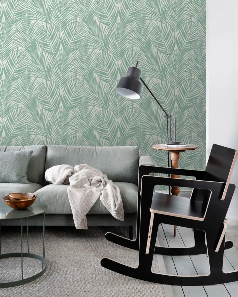 papier peint tropical vert deco salon