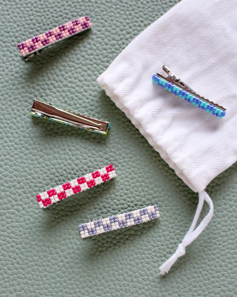 barrette damier perles diy