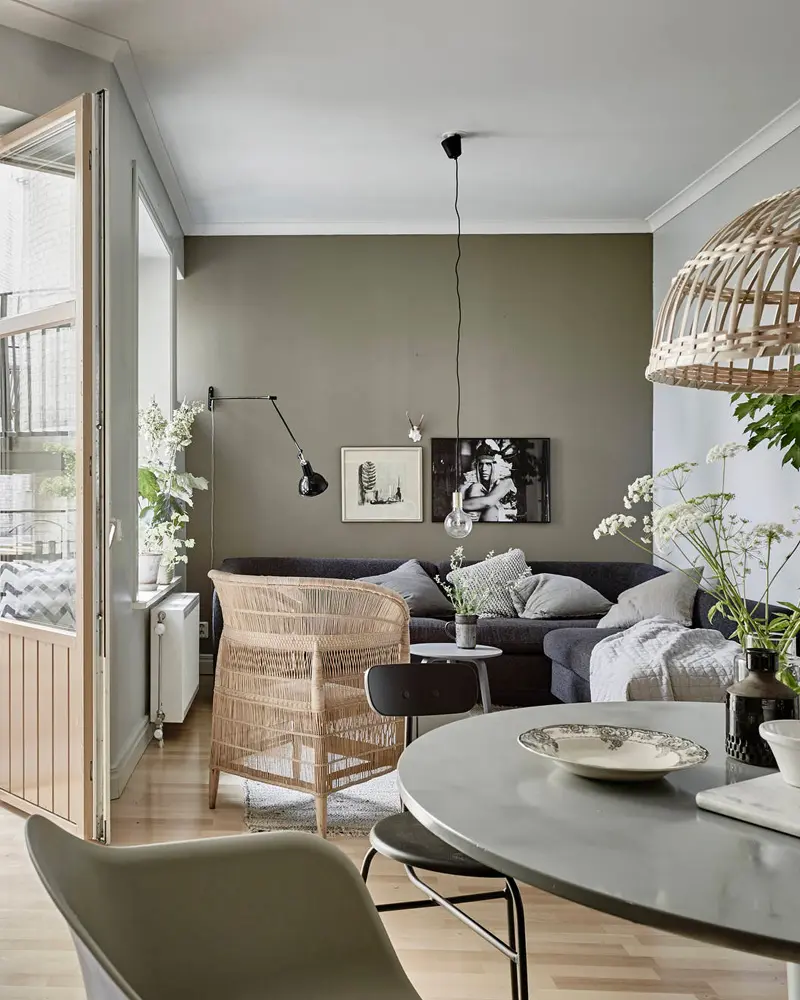 deco appartement nature vert kaki salon