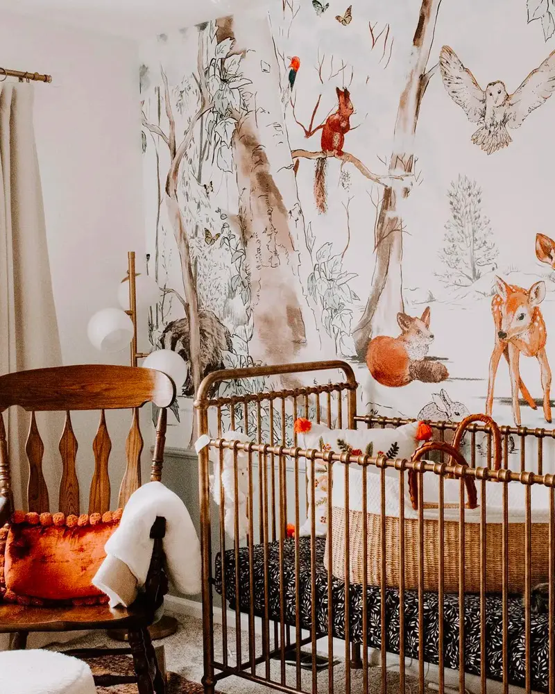 deco chambre bebe cabane bois vintage