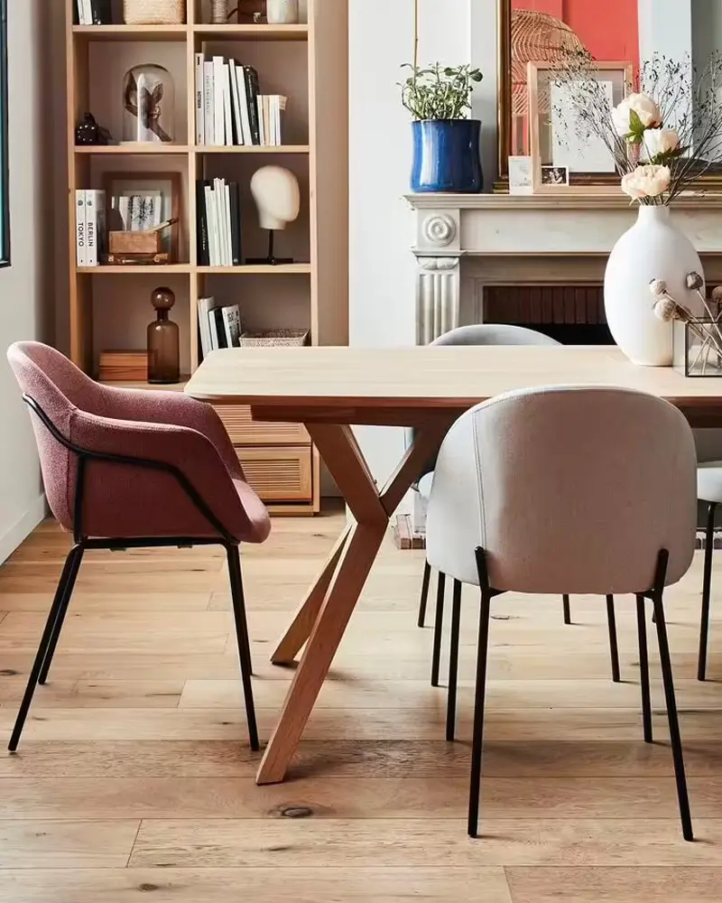 deco salle a manger beige rose