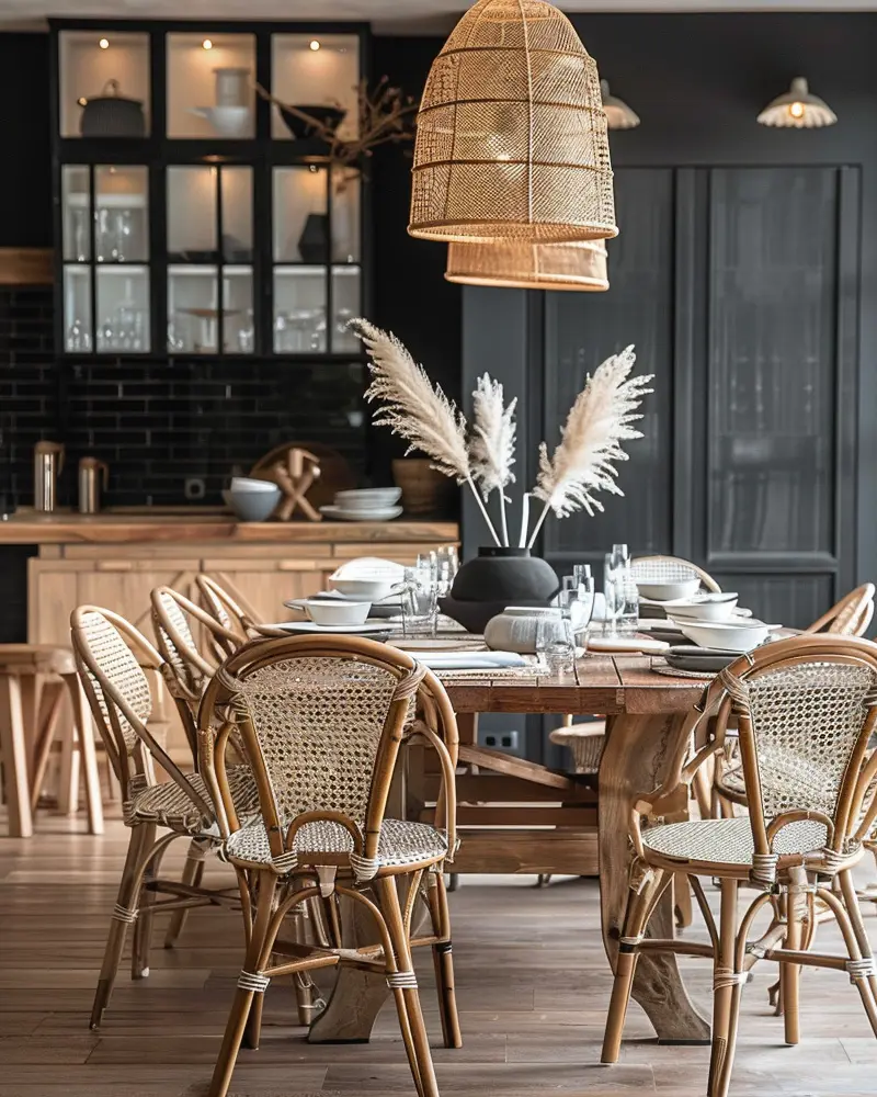 deco salle a manger rotin
