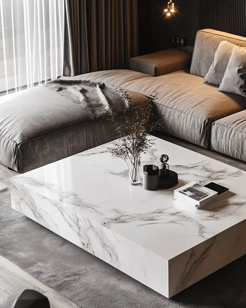 deco salon moderne table basse marbre