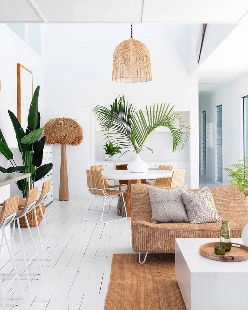 deco salon tropical blanc nature