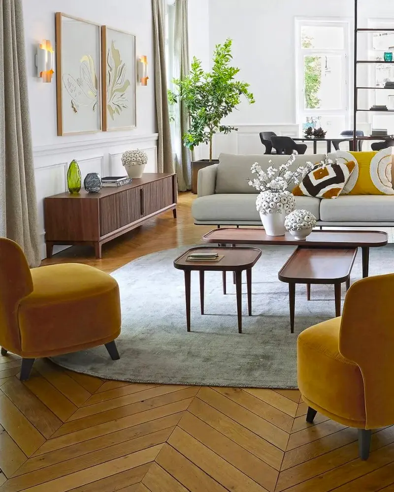 fauteuil velours deco salon vintage