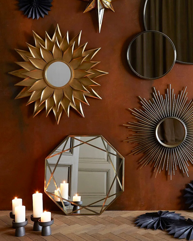 miroir tournesol dore