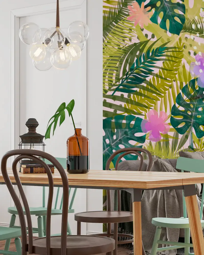 papier peint tropical deco salle a manger