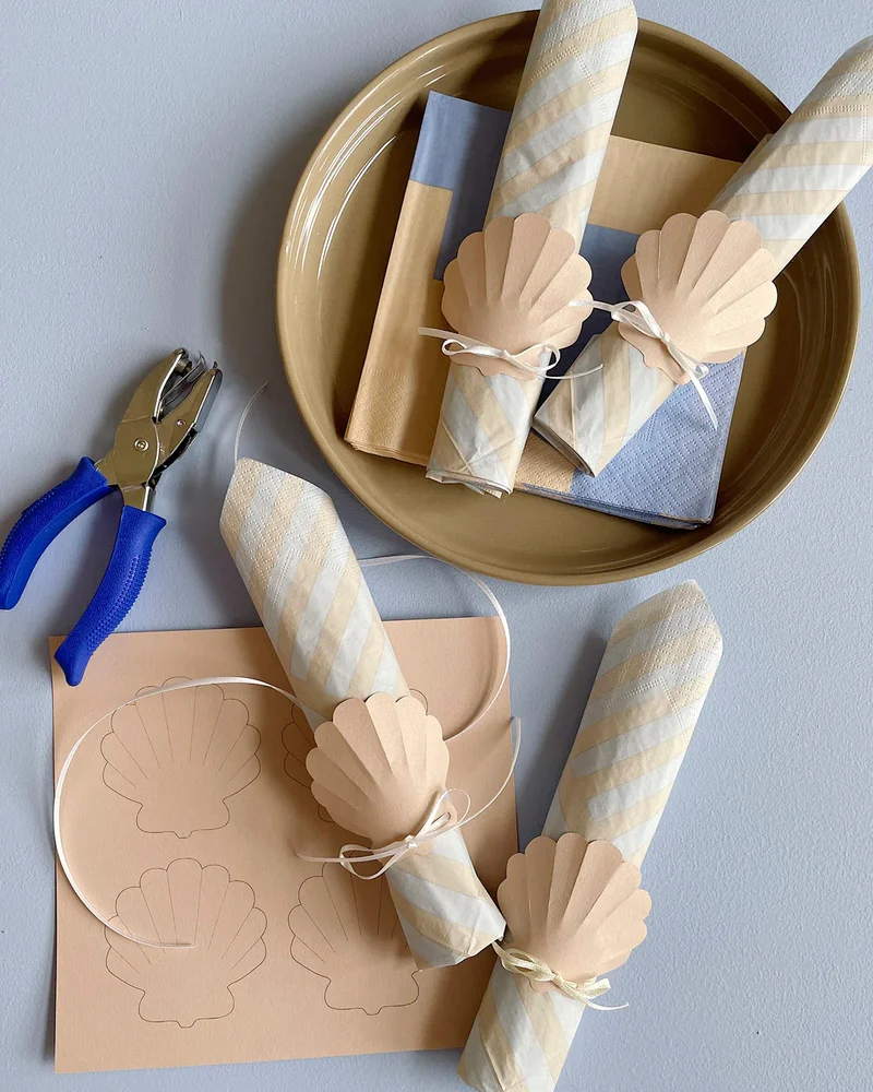 rond de serviette coquillage papier diy