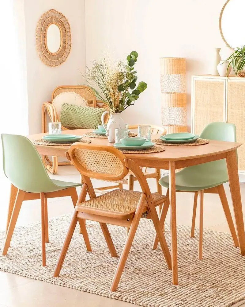 chaise cannage deco salle a manger boheme