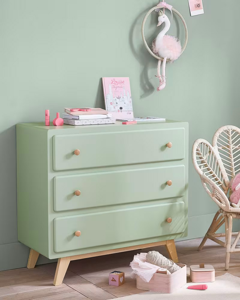 commode vert sauge bois