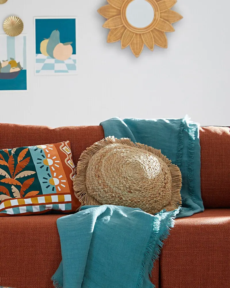 coussin rond jute
