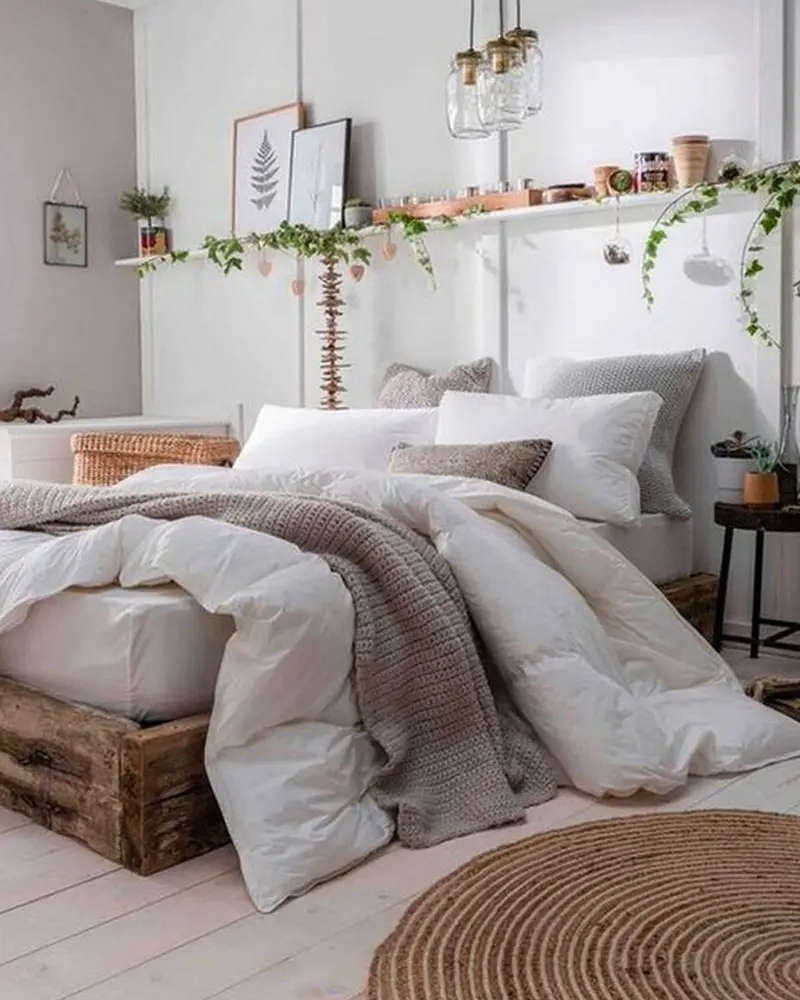 deco chambre beige végétale