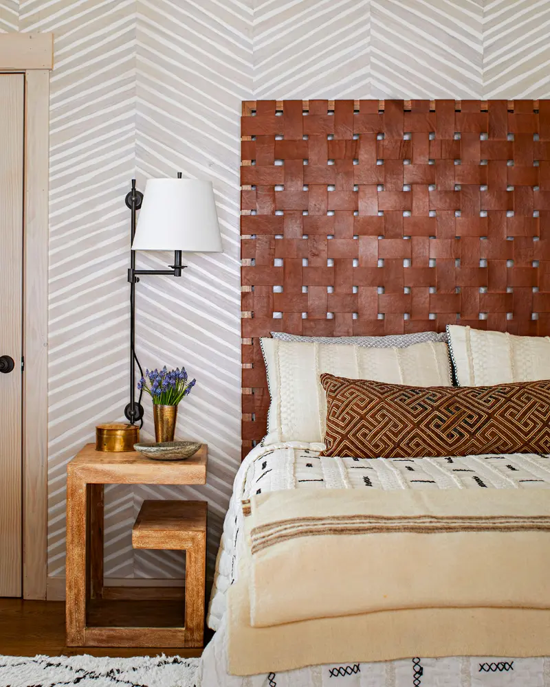 deco chambre cuir bois graphique
