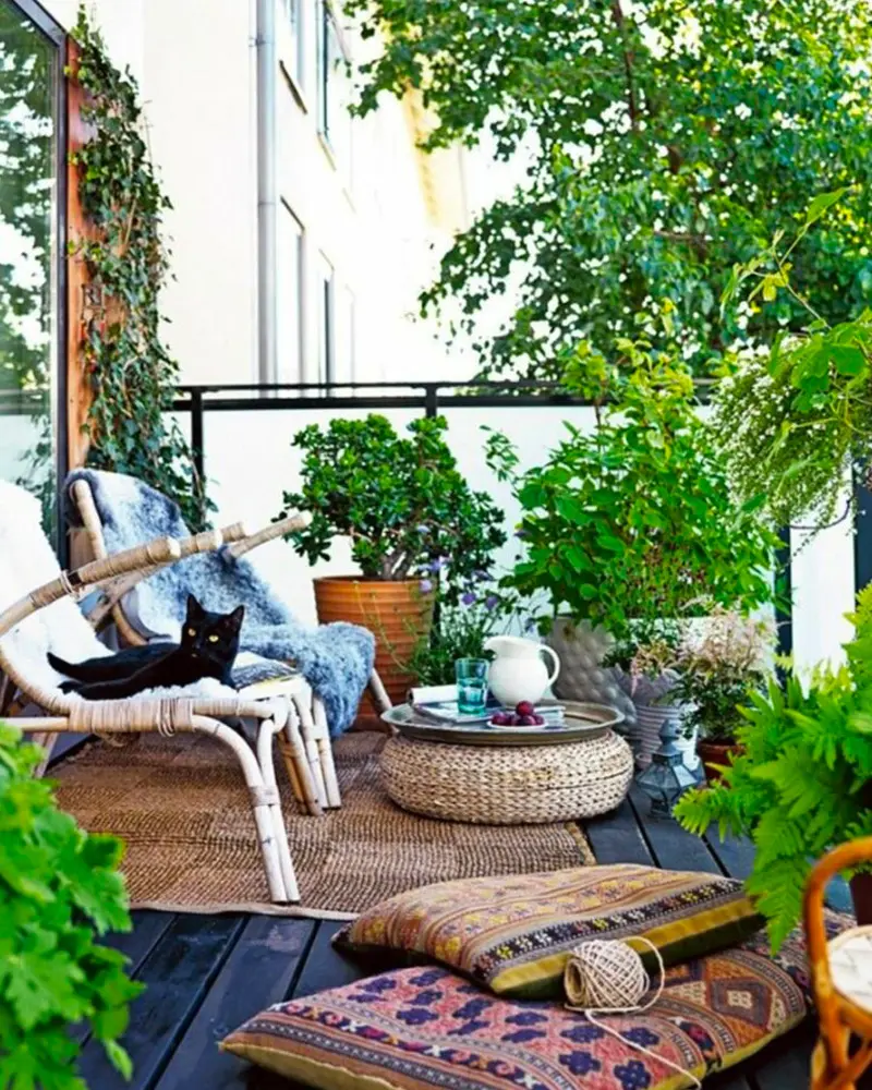 deco terrasse boheme sol noir