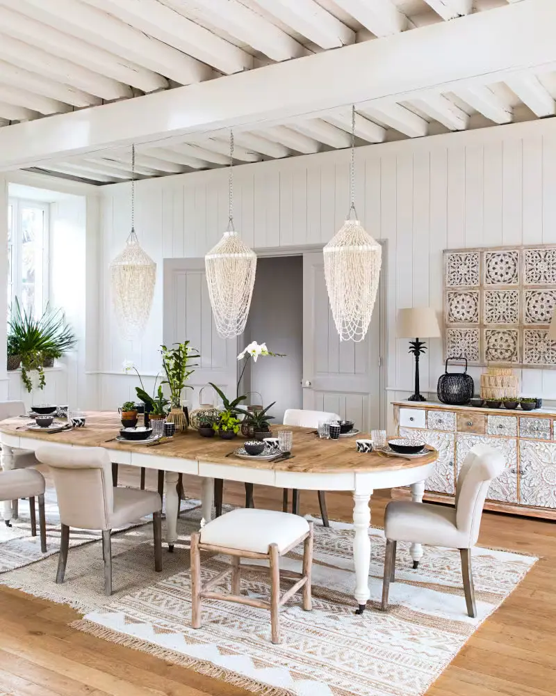 salle a manger bord de mer suspension coquillage