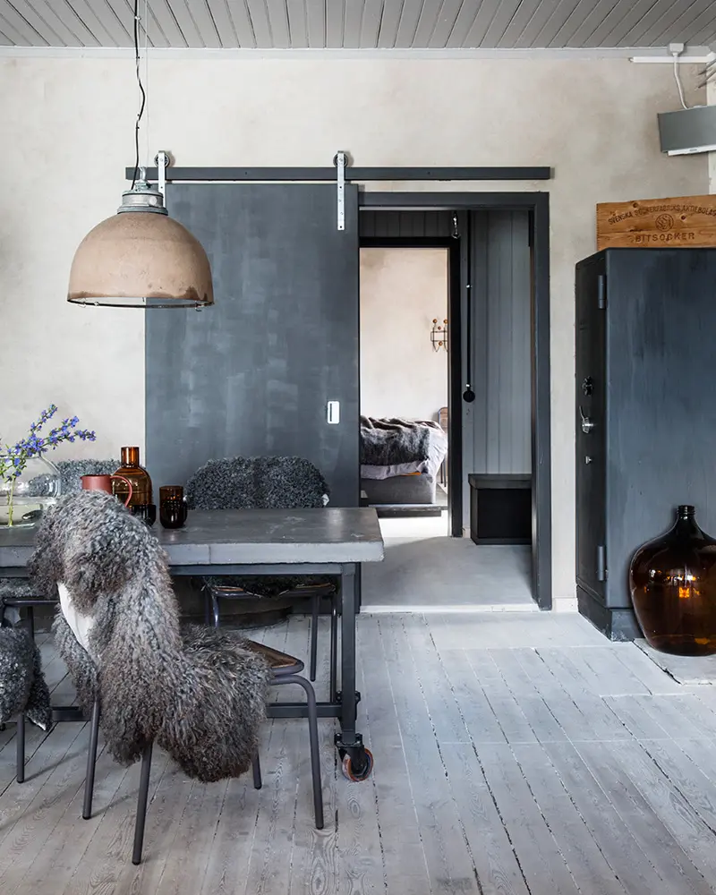 deco salle a manger industrielle gris