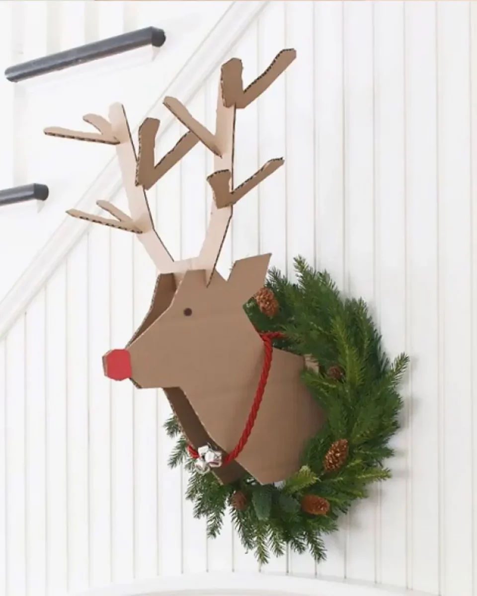 tete renne carton murale diy